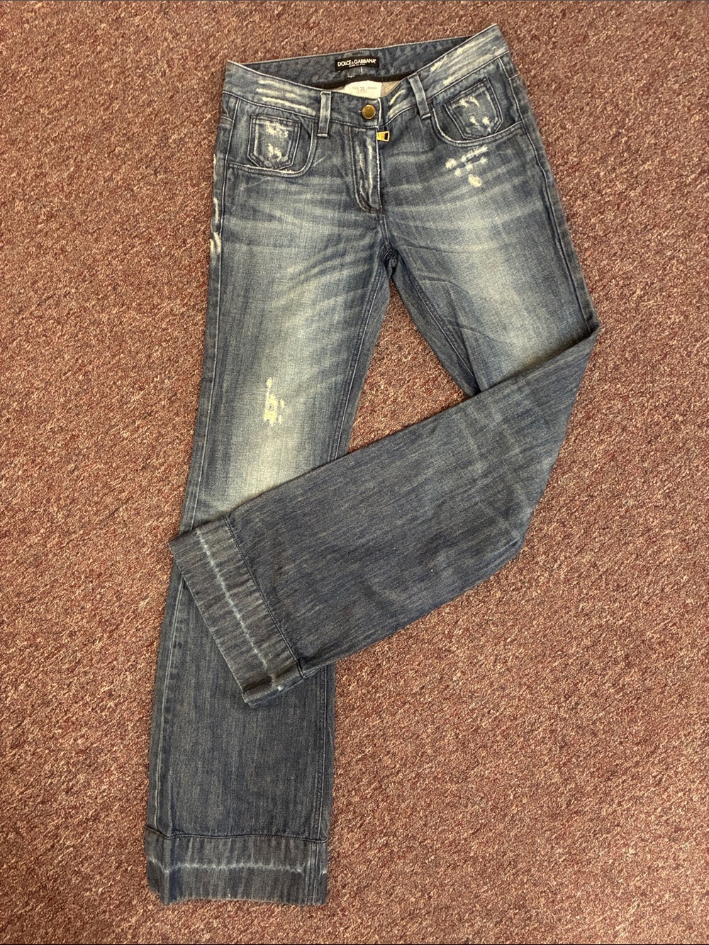 Vintage Y2K Dolce & Gabbana Wide Leg Low Rise Denim Jeans Size XS